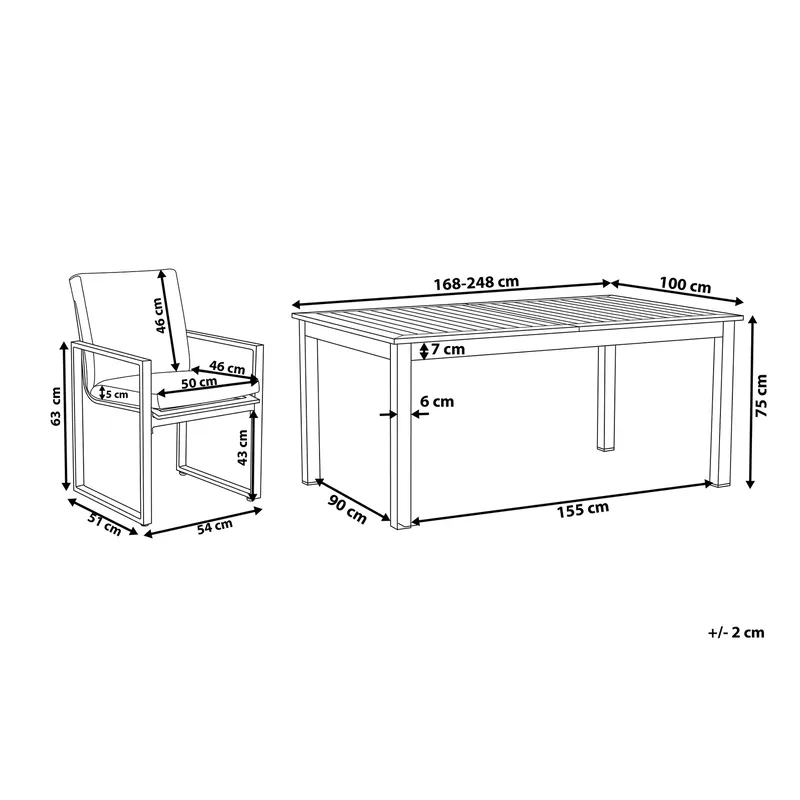 Pancole Trädgårdsmöbelset Med Utebord+6 Utestolar - Grå - Utemöbler - Utegrupp - Matgrupp utomhus