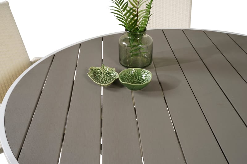 Parma Matgrupp Utomhus Rund Ø140cm + 4 Anna Karmstolar - Vit - Utemöbler - Utegrupp - Matgrupp utomhus