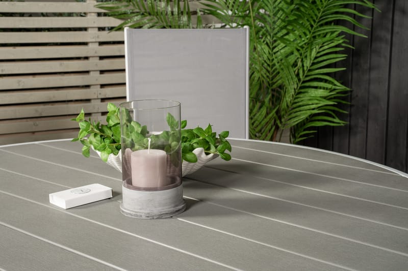 Parma Matgrupp Utomhus Rund Ø140cm + 4 Break Positionsstolar - Vit/Grå - Utemöbler - Utegrupp - Matgrupp utomhus