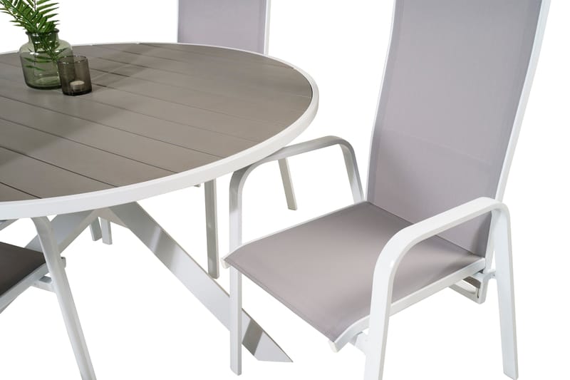 Parma Matgrupp Utomhus Rund Ø140cm + 4 Copacabana Stolar - Svart/Grå - Utemöbler - Utegrupp - Matgrupp utomhus