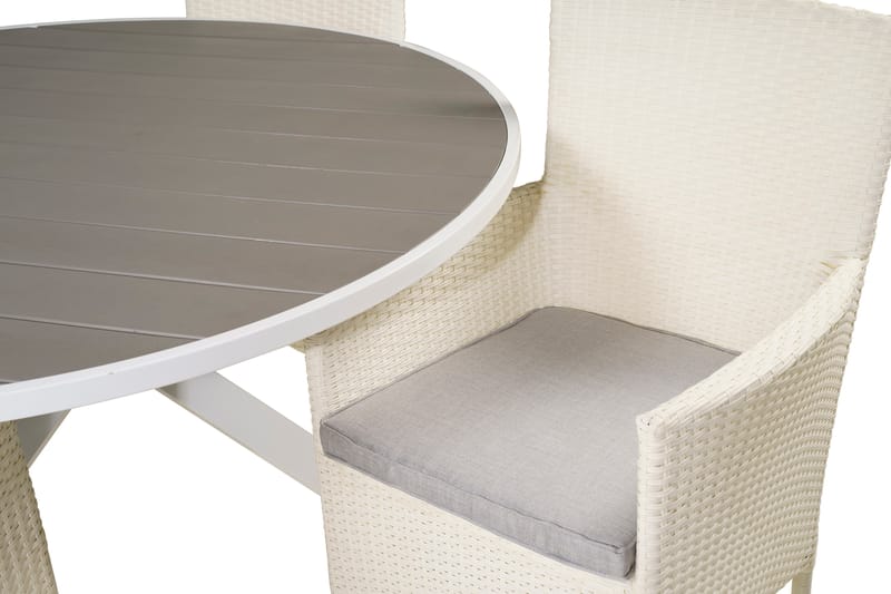 Parma Matgrupp Utomhus Rund Ø140cm + 4 Malin Karmstolar - Svart/Grå - Utemöbler - Utegrupp - Matgrupp utomhus