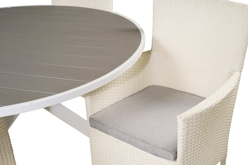 Parma Matgrupp Utomhus Rund Ø140cm + 4 Malin Karmstolar - Svart/Grå - Utemöbler - Utegrupp - Matgrupp utomhus