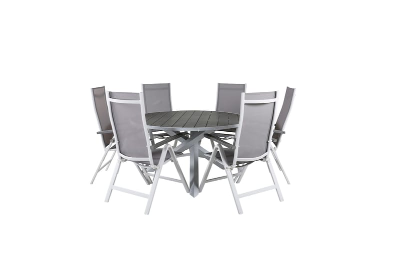 Parma Matgrupp Utomhus Rund Ø140cm + 6 Albany Positionsstolar, Svart