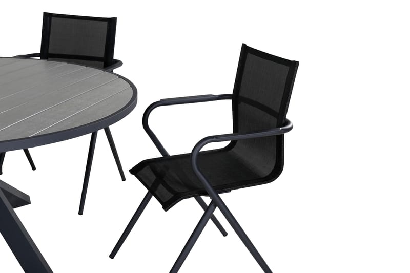 Parma Matgrupp Utomhus Rund Ø140cm + 6 Alina Matstolar - Svart/Grå - Utemöbler - Utegrupp - Matgrupp utomhus