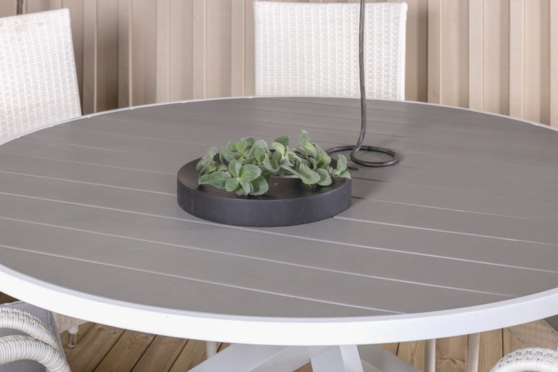 Parma Matgrupp Utomhus Rund Ø140cm + 6 Anna Karmstolar - Vit - Utemöbler - Utegrupp - Matgrupp utomhus