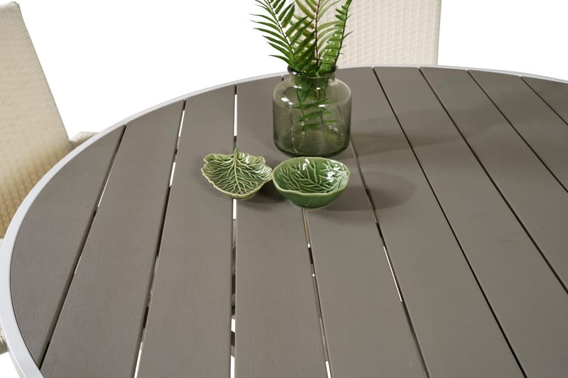 Parma Matgrupp Utomhus Rund Ø140cm + 6 Anna Karmstolar - Vit - Utemöbler - Utegrupp - Matgrupp utomhus