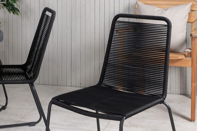 Parma Matgrupp Utomhus Rund Ø140cm + 6 Lindos Stolar - Svart/Grå - Utemöbler - Utegrupp - Matgrupp utomhus
