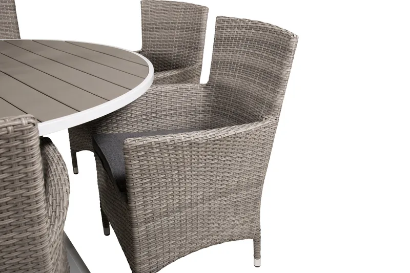 Parma Matgrupp Utomhus Rund Ø140cm + 6 Malin Karmstolar - Natur - Utemöbler - Utegrupp - Matgrupp utomhus