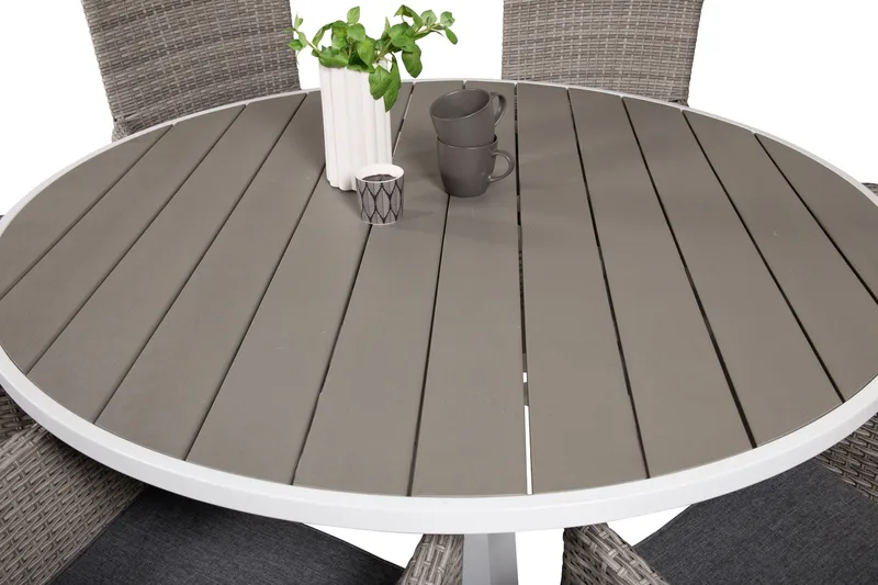 Parma Matgrupp Utomhus Rund Ø140cm + 6 Malin Karmstolar - Natur - Utemöbler - Utegrupp - Matgrupp utomhus
