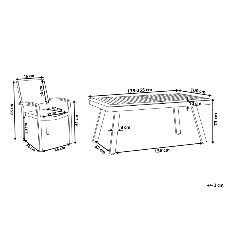 Pereta Trädgårdsmöbelset Med Utebord+6 Utestolar - Grå - Utemöbler - Utegrupp - Matgrupp utomhus
