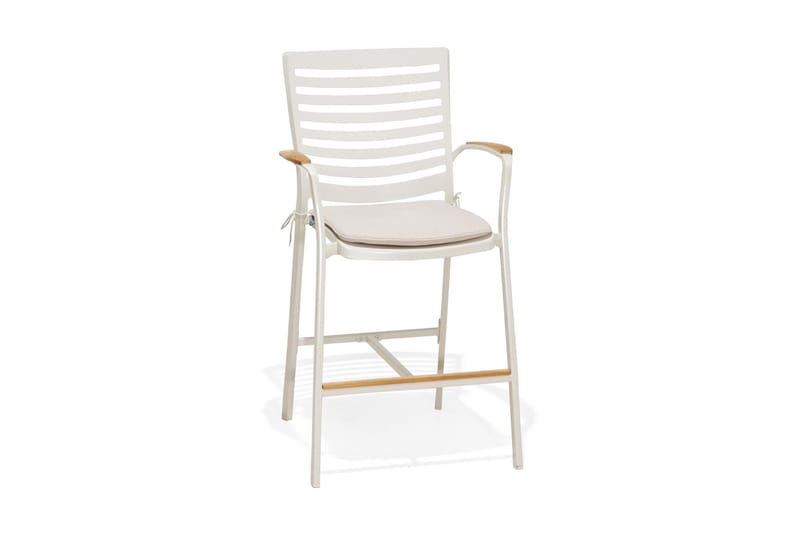 Portals Bargrupp 95 cm + 4 Barstolar - Vit/Teak - Utemöbler - Utegrupp - Matgrupp utomhus