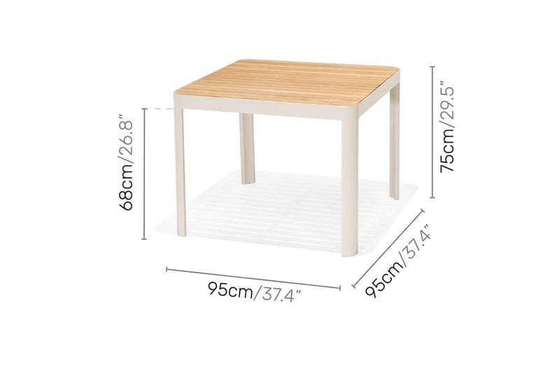 Portals Matgrupp 95 cm + 4 Karmstolar - Vit/Trä - Utemöbler - Utegrupp - Matgrupp utomhus