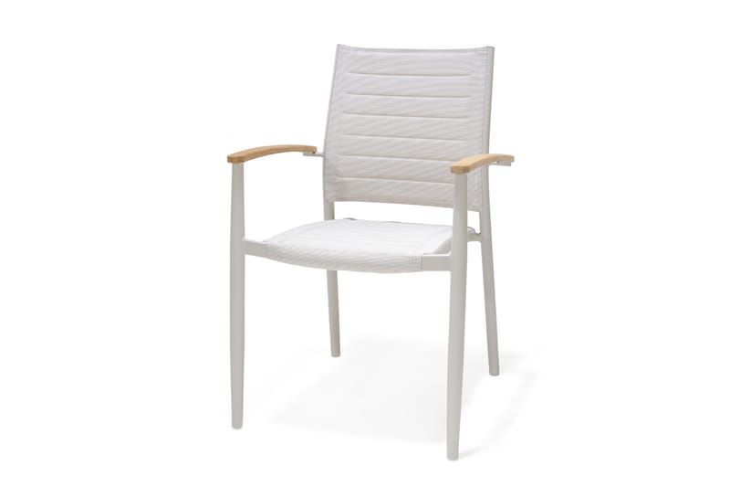 Portals Matgrupp 95 cm + 4 Karmstolar - Vit/Trä - Utemöbler - Utegrupp - Matgrupp utomhus