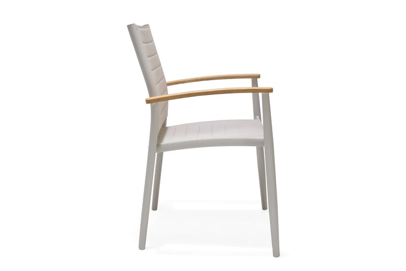 Portals Matgrupp 95 cm + 4 Karmstolar - Vit/Trä - Utemöbler - Utegrupp - Matgrupp utomhus