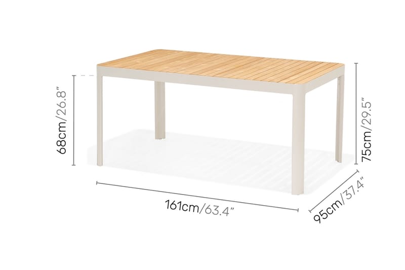 Portals Matgrupp Utomhus 161 cm + 4 Karmstolar - Teak/Vit - Utemöbler - Utegrupp - Matgrupp utomhus