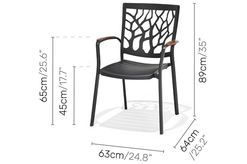 Portals Matgrupp Utomhus 161 cm + 6 Karmstolar - Svart/Trä - Utemöbler - Utegrupp - Matgrupp utomhus