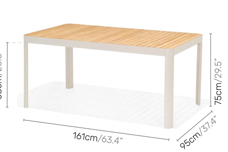 Portals Matgrupp Utomhus 161 cm + 6 Stolar - Vit/Trä - Utemöbler - Utegrupp - Matgrupp utomhus