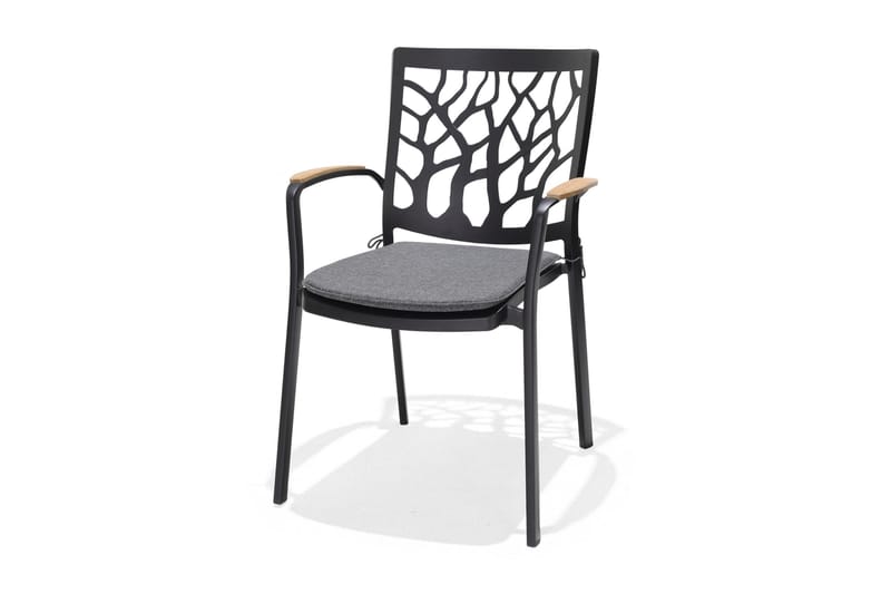 Portals Matgrupp Utomhus 95 cm + 4 Karmstolar - Svart/Trä - Utemöbler - Utegrupp - Matgrupp utomhus