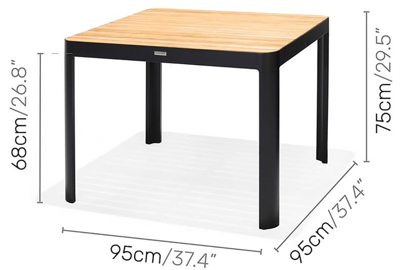 Portals Matgrupp Utomhus 95 cm + 4 Karmstolar - Svart/Trä - Utemöbler - Utegrupp - Matgrupp utomhus