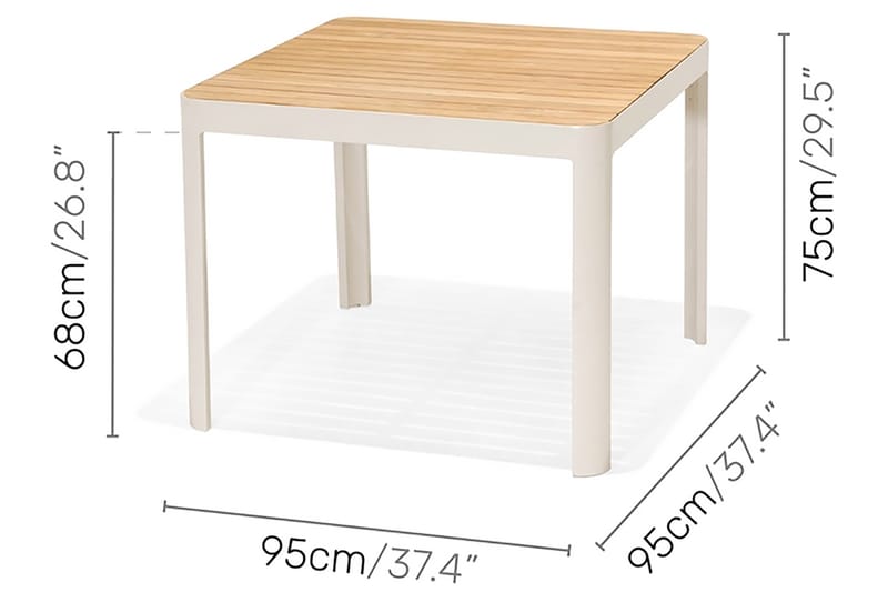 Portals Matgrupp Utomhus 95 cm + 4 Stolar - Vit/Trä - Utemöbler - Utegrupp - Matgrupp utomhus