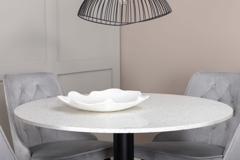 Razzia Matgrupp Utomhus Rund Ø106cm + 4 Velvet Lyx Matstolar - Vit/Svart - Utemöbler - Utegrupp - Matgrupp utomhus