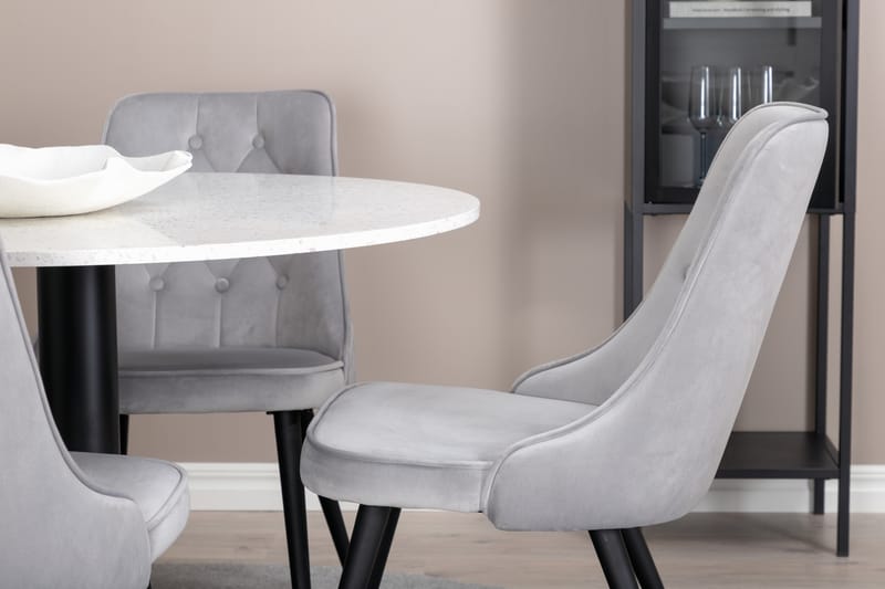 Razzia Matgrupp Utomhus Rund Ø106cm + 4 Velvet Lyx Matstolar - Vit/Svart - Utemöbler - Utegrupp - Matgrupp utomhus