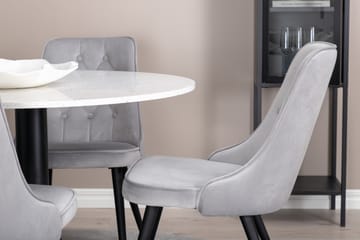 Razzia Matgrupp Utomhus Rund Ø106cm + 4 Velvet Lyx Matstolar - Vit/Svart - Utemöbler - Utegrupp - Matgrupp utomhus
