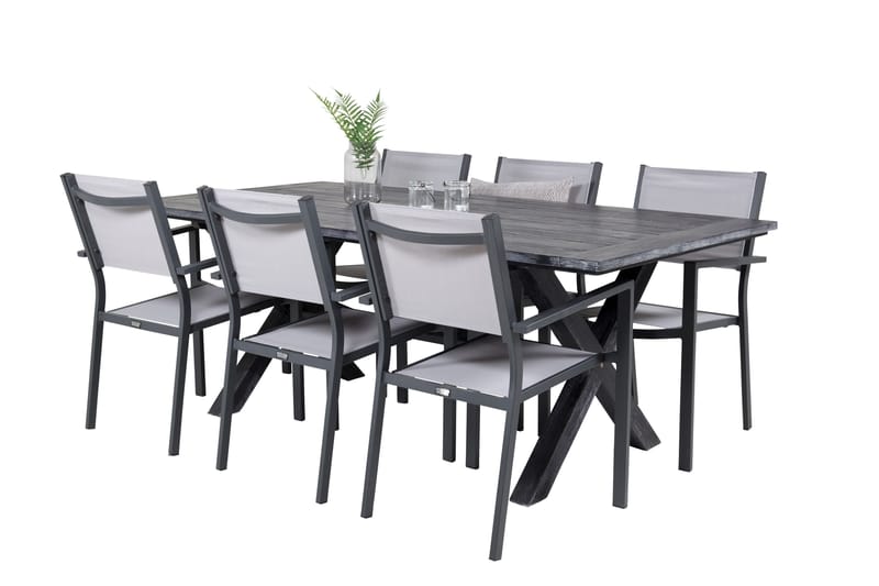 Rives Matgrupp 200 cm + 6 Copacabana Karmstolar Svart - Svart - Utemöbler - Utegrupp - Matgrupp utomhus