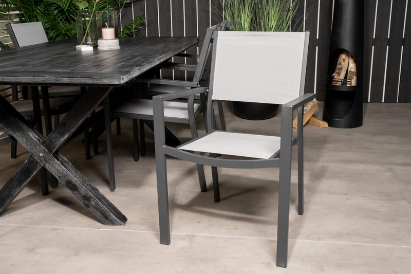Rives Matgrupp 200 cm + 6 Copacabana Karmstolar Svart - Svart - Utemöbler - Utegrupp - Matgrupp utomhus
