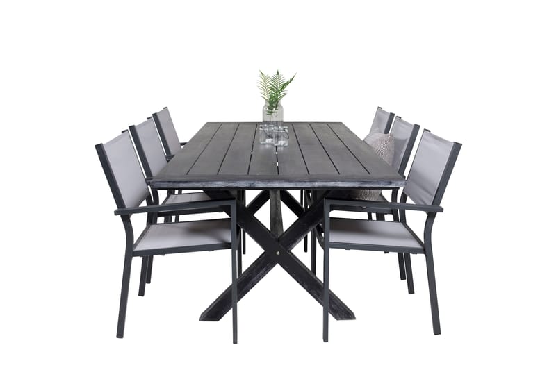 Rives Matgrupp 200 cm + 6 Copacabana Karmstolar Svart - Svart - Utemöbler - Utegrupp - Matgrupp utomhus