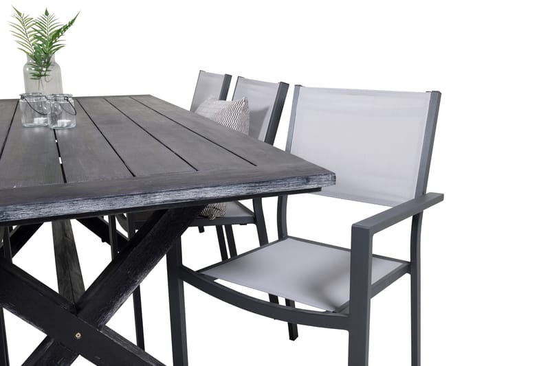 Rives Matgrupp 200 cm + 6 Copacabana Karmstolar Svart - Svart - Utemöbler - Utegrupp - Matgrupp utomhus
