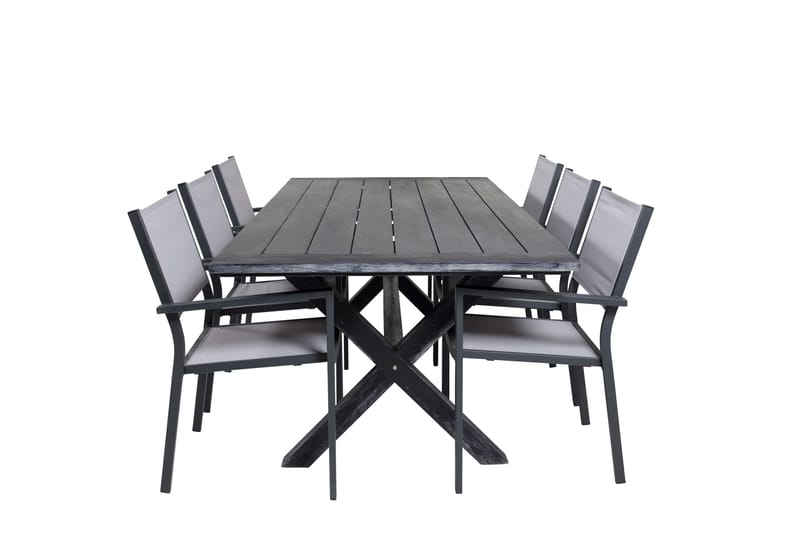 Rives Matgrupp 200 cm + 6 Copacabana Karmstolar Svart - Svart - Utemöbler - Utegrupp - Matgrupp utomhus