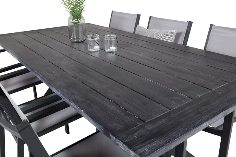 Rives Matgrupp 200 cm + 6 Copacabana Karmstolar Svart - Svart - Utemöbler - Utegrupp - Matgrupp utomhus