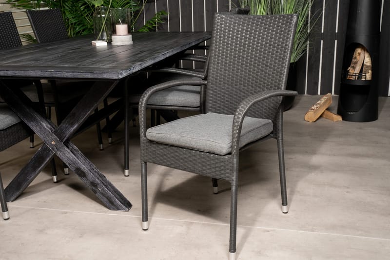 Rives Matgrupp Utomhus 200cm + 6 Anna Karmstolar - Natur - Utemöbler - Utegrupp - Matgrupp utomhus