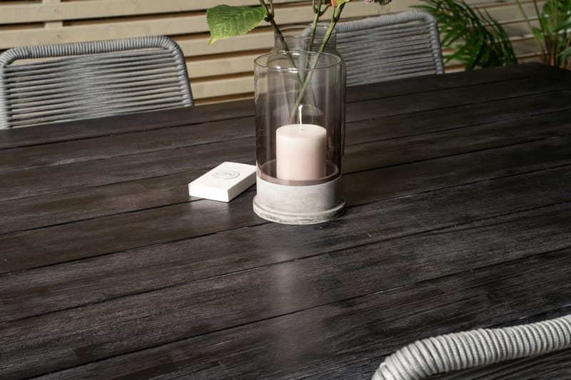 Rives Matgrupp Utomhus 200cm + 6 Lindos Matstolar - Svart/Grå - Utemöbler - Utegrupp - Matgrupp utomhus