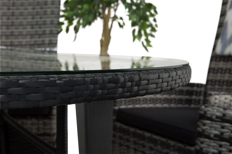 Round Matgrupp Ø140 + 6 Jenny Ställbar Fåtölj - Svart/Grå - Utemöbler - Utegrupp - Matgrupp utomhus