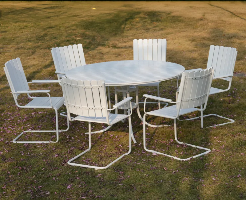 Rund matgrupp utomhus 6 stolar | Ø135 cm | Vit – Glänta