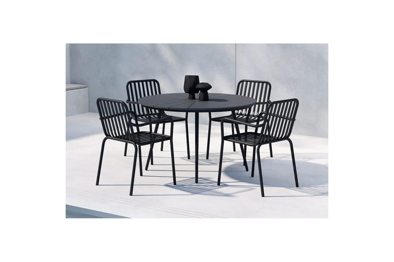 San Vito Matbord Utomhus 120 cm med 4 Peking Karmstol - Utemöbler - Utegrupp - Matgrupp utomhus