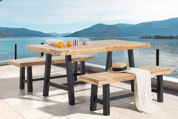 Scania Trädgårdmöbelset Utebord+ 2 Bänkar Utomhus 80 cm - Svart - Utemöbler - Utegrupp - Matgrupp utomhus
