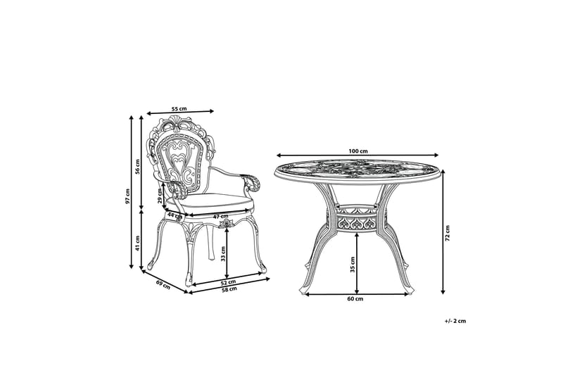 Scario Matgrupp Utomhus 100 cm + 4 Utestolar - Brun - Utemöbler - Utegrupp - Matgrupp utomhus