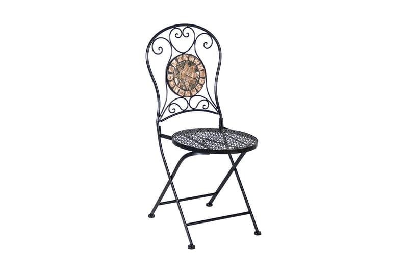 Set Mosaic Utebord Och 4 Utestolar Metallram Svart - Utemöbler - Utegrupp - Matgrupp utomhus