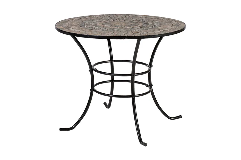 Set Mosaic Utebord Och 4 Utestolar Metallram Svart - Utemöbler - Utegrupp - Matgrupp utomhus