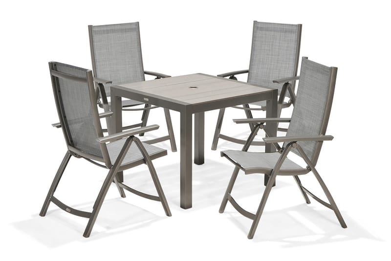 Solana Matgrupp 88 cm + 4 Positionsstolar - Grå - Utemöbler - Utegrupp - Matgrupp utomhus