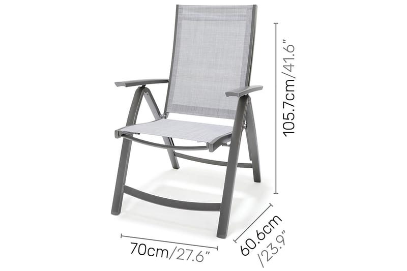Solana Matgrupp 88 cm + 4 Positionsstolar - Grå - Utemöbler - Utegrupp - Matgrupp utomhus