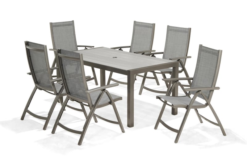 Solana Matgrupp Utomhus 160 cm + 4 Positionsstolar - Grå - Utemöbler - Utegrupp - Matgrupp utomhus