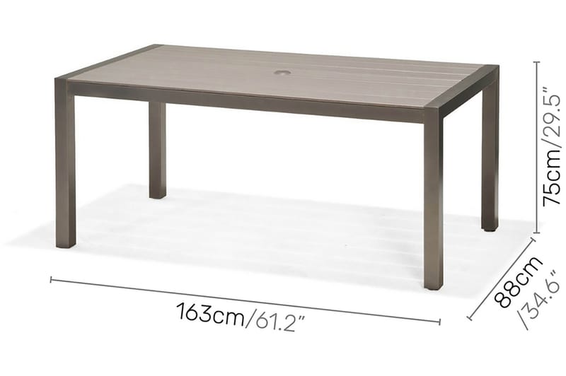 Solana Matgrupp Utomhus 160 cm + 6 Positionsstolar - Grå - Utemöbler - Utegrupp - Matgrupp utomhus