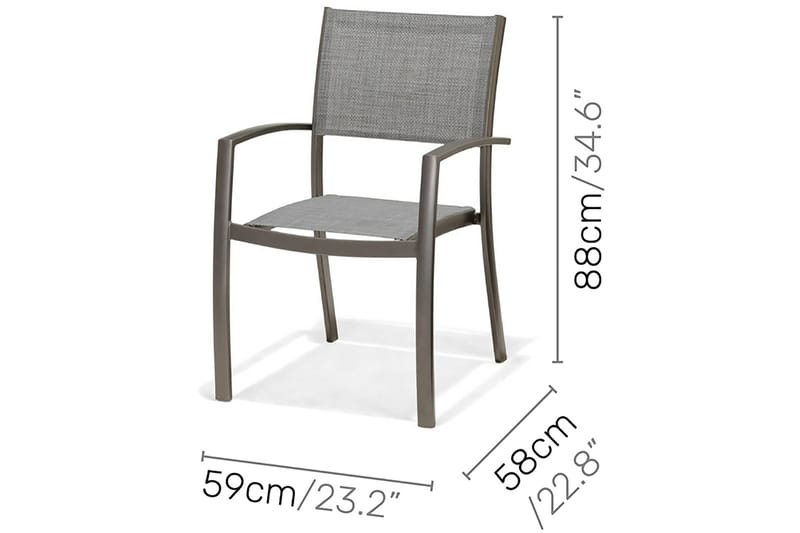 Solana Matgrupp Utomhus 201 cm + 6 Stolar + 2 Positionsstolar - Grå - Utemöbler - Utegrupp - Matgrupp utomhus