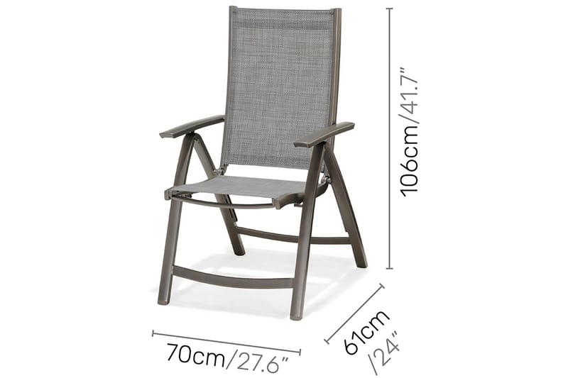 Solana Matgrupp Utomhus 201 cm + 8 Positionsstolar - Grå - Utemöbler - Utegrupp - Matgrupp utomhus