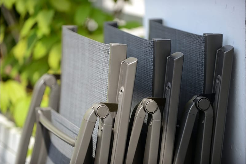 Solana Matgrupp Utomhus 201 cm + 8 Positionsstolar - Grå - Utemöbler - Utegrupp - Matgrupp utomhus