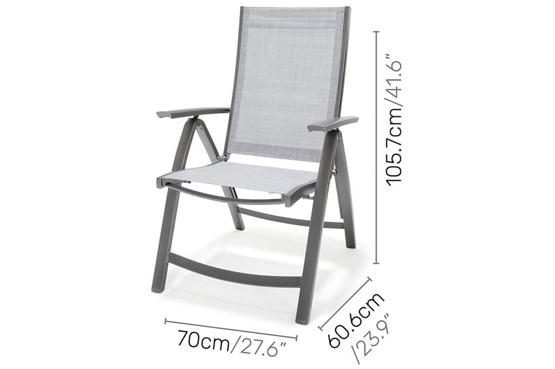 Solana Matgrupp Utomhus 88 cm + 4 Positionsstolar - Grå - Utemöbler - Utegrupp - Matgrupp utomhus